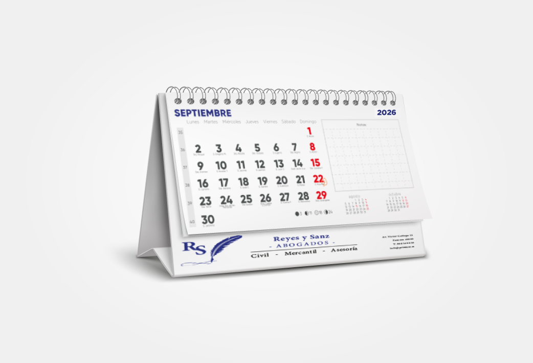 Calendario triangular de mesa