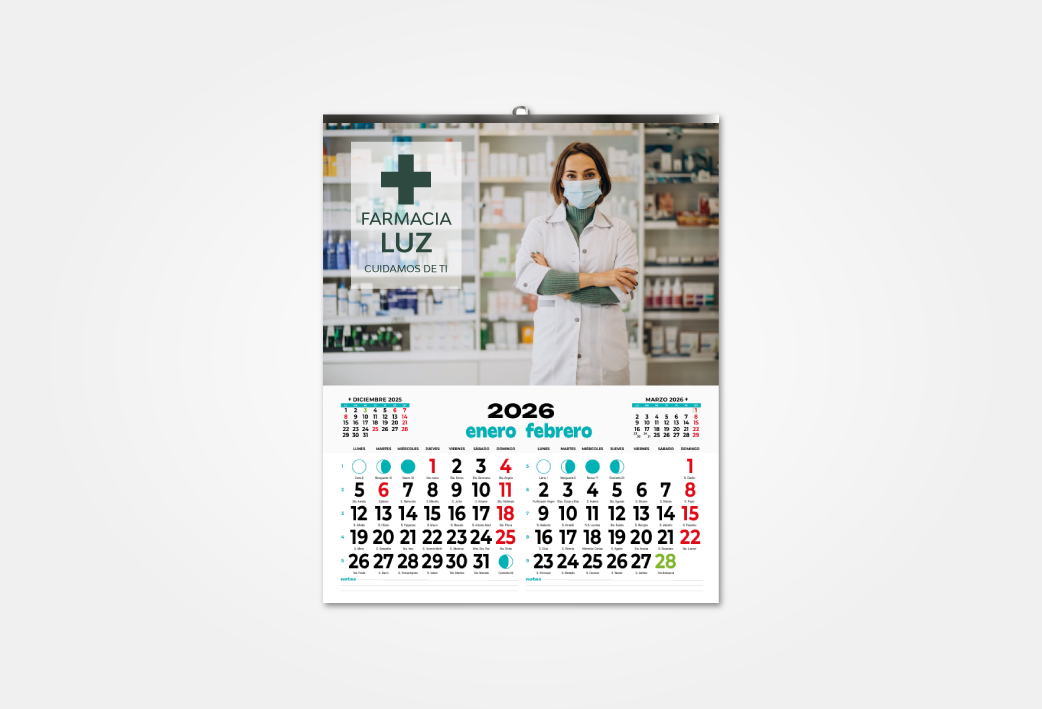 Calendario con base impresa