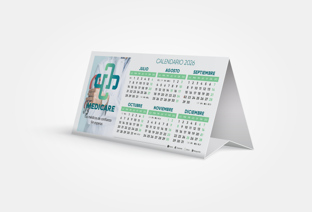 Calendario con base impresa
